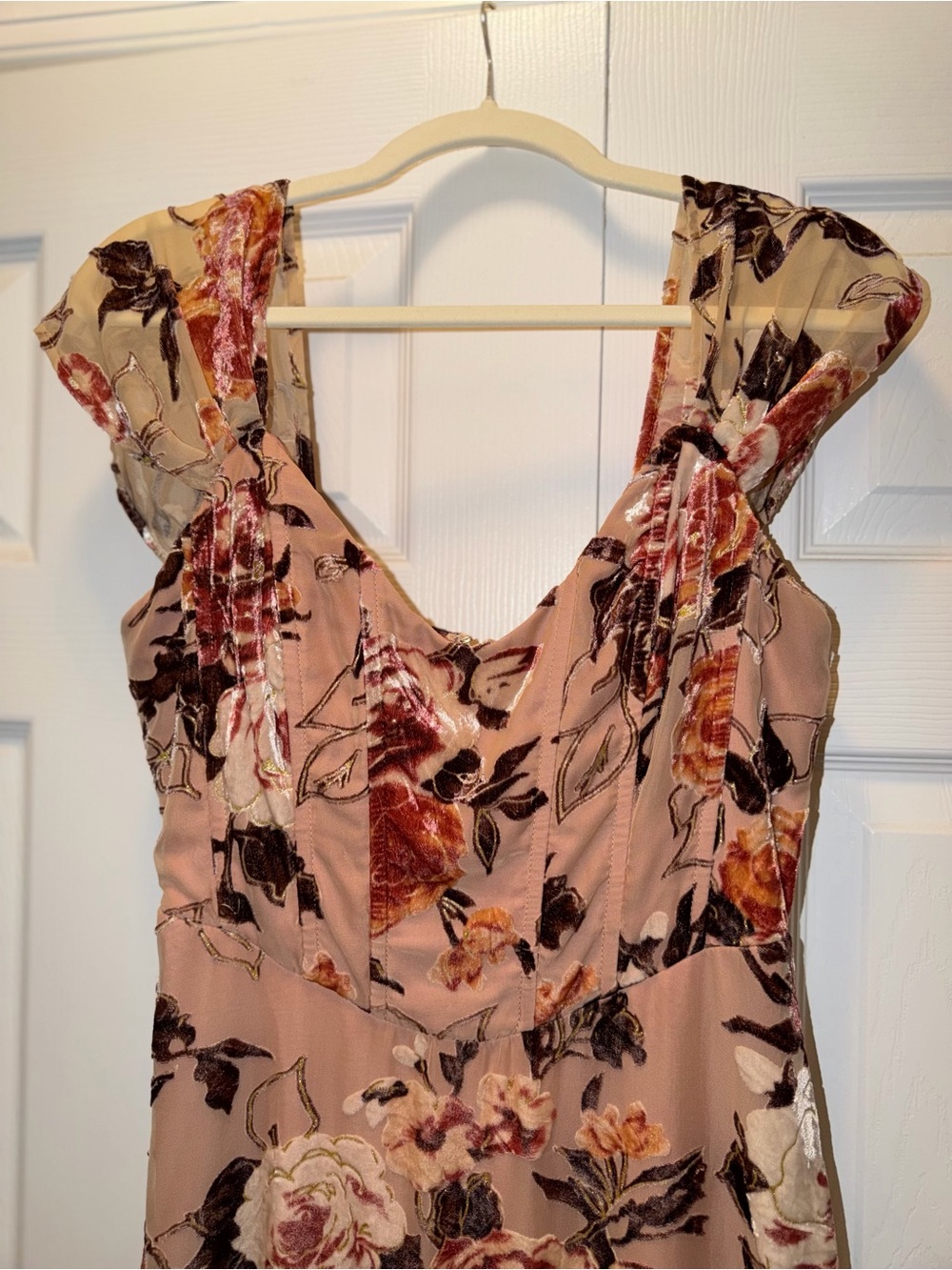 Lulu’s Composed Beauty Blush Pink Burnout Velvet Floral Midi Dress ($78.00) - Picture 3 of 7